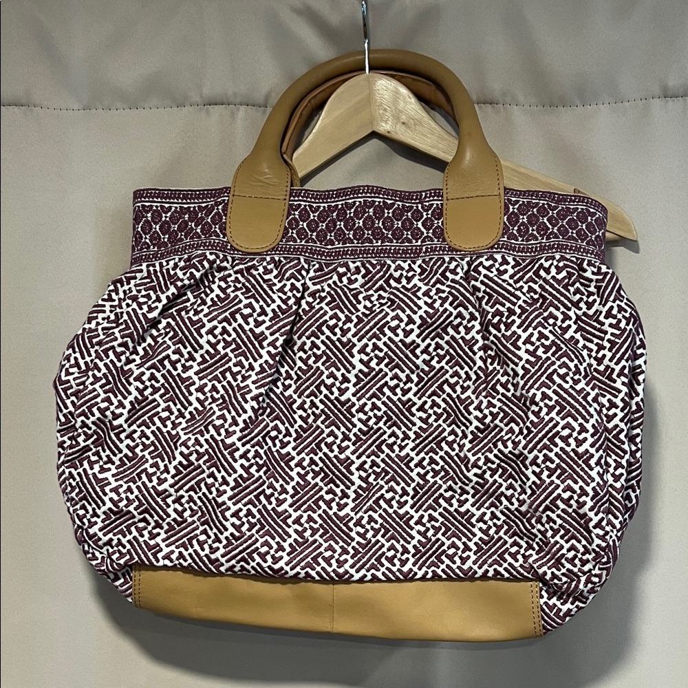 Talbots Purple and White Tote Bag